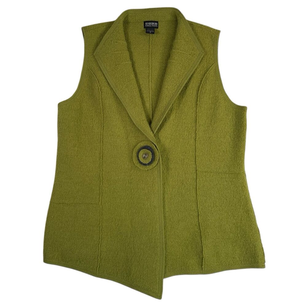 NTCO Nomadic Traders Wool Vest Women's Sz M Asymmetrical Green Fairy Whimsigoth